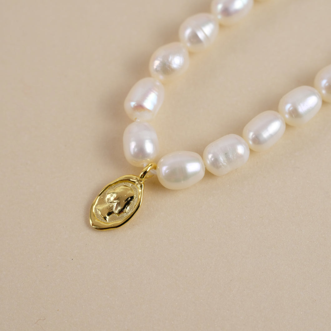 Freshwater Pearl Coin Pendant Necklace