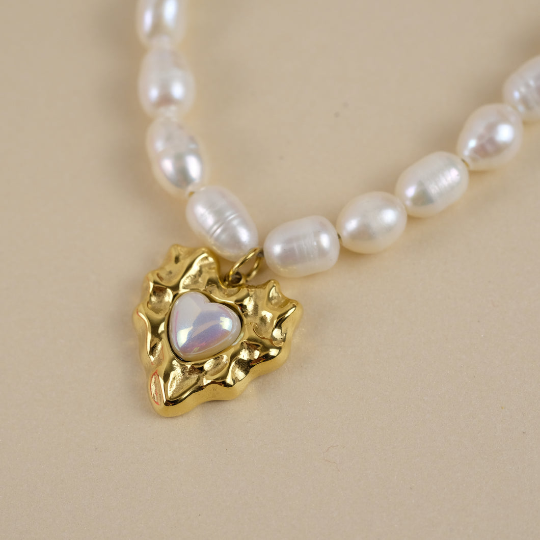 Princess Heart Pendant Freshwater Pearl Necklace