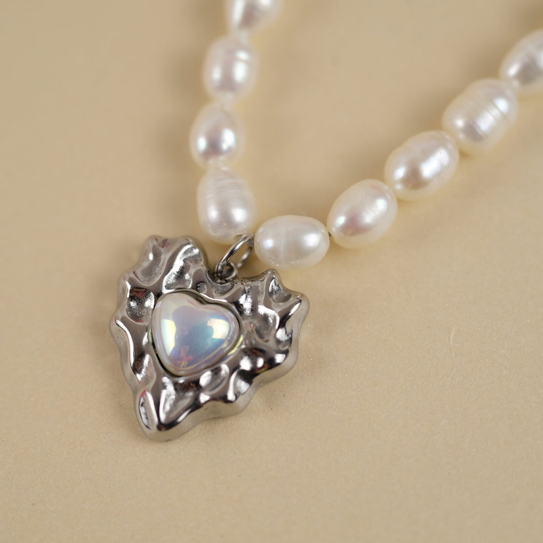 Princess Heart Pendant Freshwater Pearl Necklace