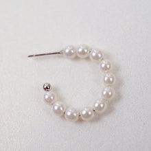 Load image into Gallery viewer, Cream Beads Hoop Earrings
