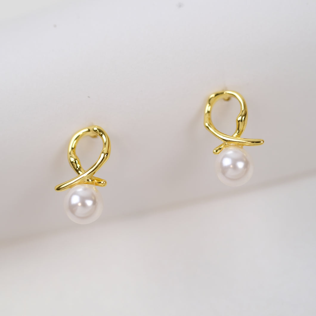 Knot Shaped Bead Stud Earrings