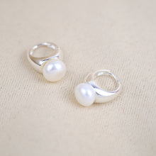 Load image into Gallery viewer, Bold Pearl Huggie Hoop Earrings
